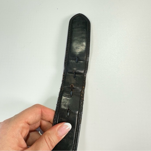 Black Leather Belt with Intricate Silver Buckle - Picture 6 of 10